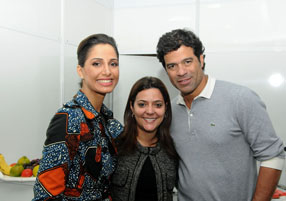 Imagens da abertura: pronunciamento do presidente da Caixa, Jorge Hereda; Laura Vissotto entre Camila Pitanga e Ra&iacute;; Laura Vissoto e Jorge Hereda.